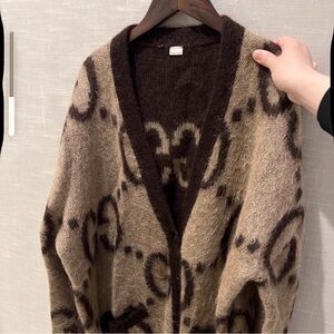 Gucci Tan and Brown Women's Cardigan